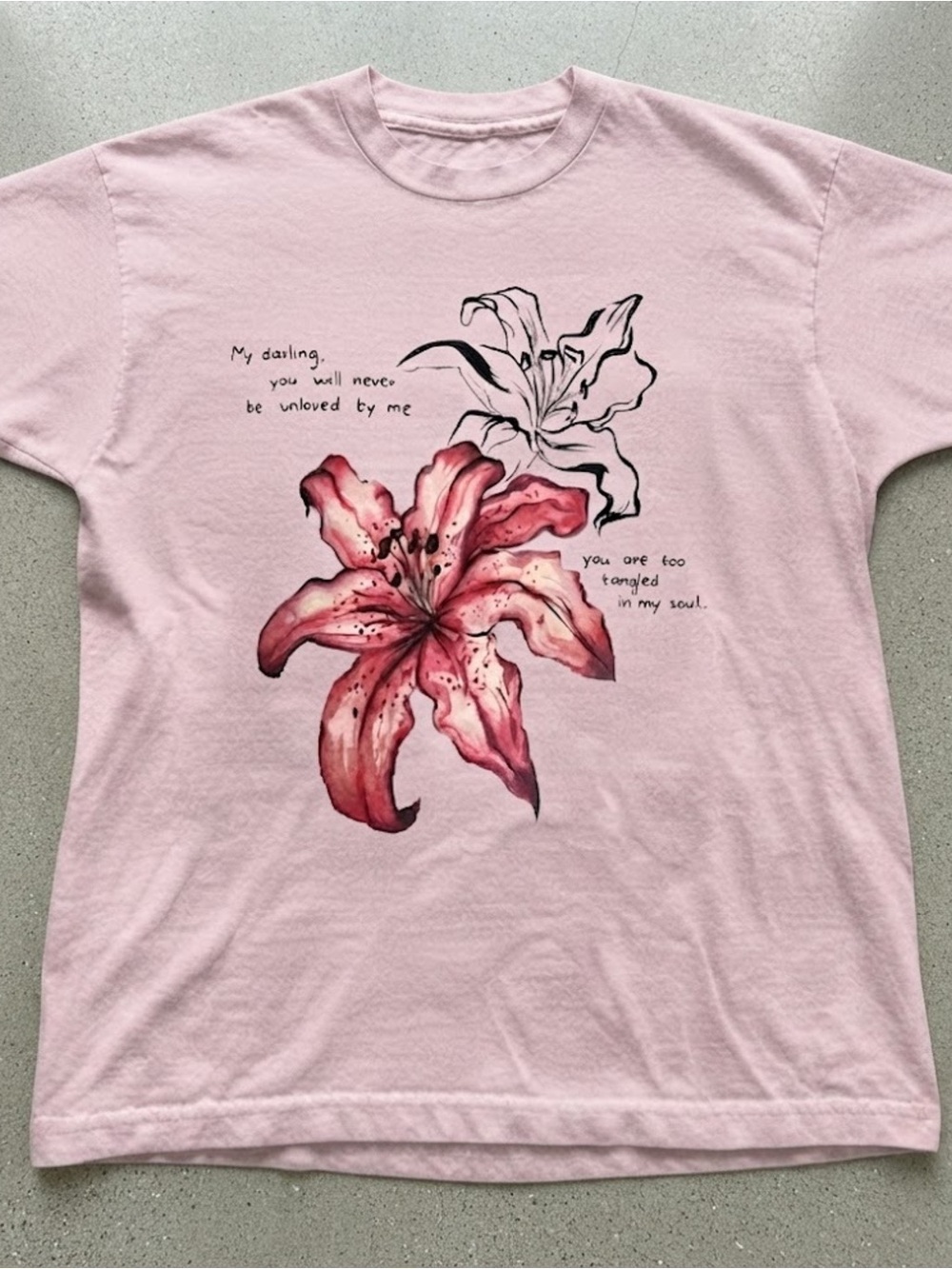 Pink Floral Graphic Tee for Kids - Short Sleeve